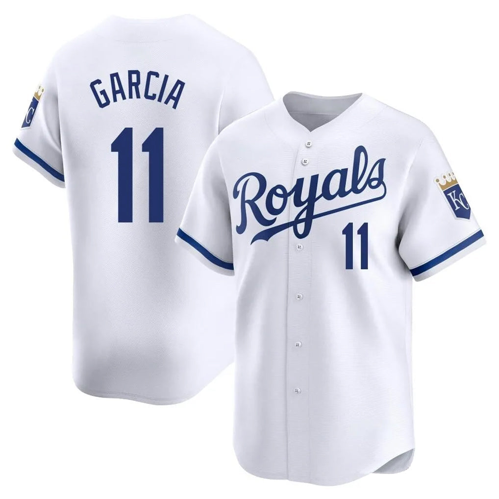 Elroe KC.Royals #11 Maikel Garcia Player White Alt Limited Home Stitched Jerseys