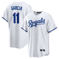 Elroe KC.Royals #11 Maikel Garcia Player White Home Game Stitched Jerseys