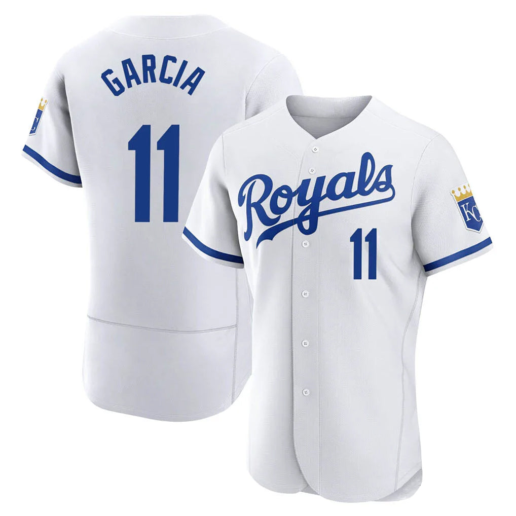 Elroe KC.Royals #11 Maikel Garcia Player White Limited Elite Home Game Stitched Jerseys