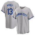 Elroe KC.Royals #13 Salvador Perez Player Gray Game Home Stitched Jerseys