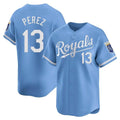 Elroe KC.Royals #13 Salvador Perez Player Light Blue Alt Limited Home Stitched Jerseys