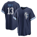 Elroe KC.Royals #13 Salvador Perez Player Navy City Connect Home Game Stitched Jerseys
