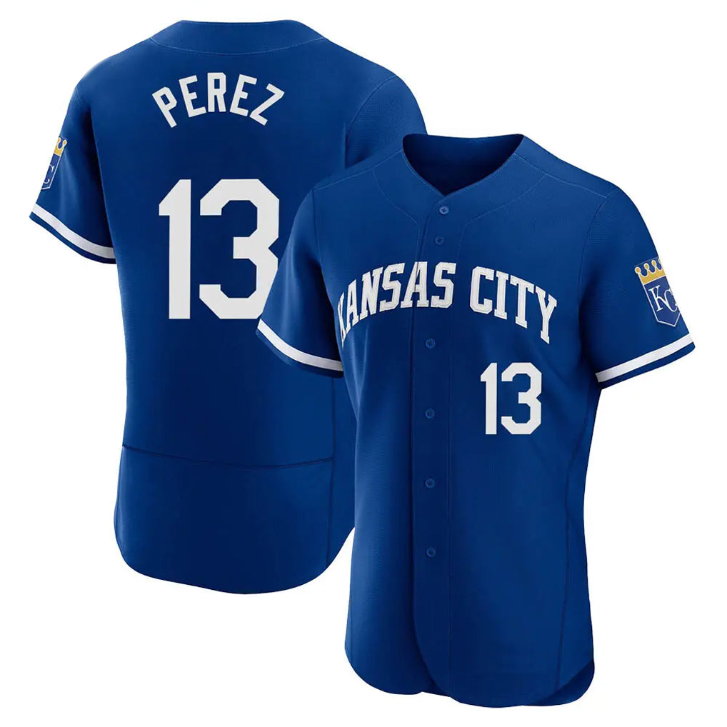 Elroe KC.Royals #13 Salvador Perez Player Royal City Connect Limited Elite Home Game Stitched Jerseys