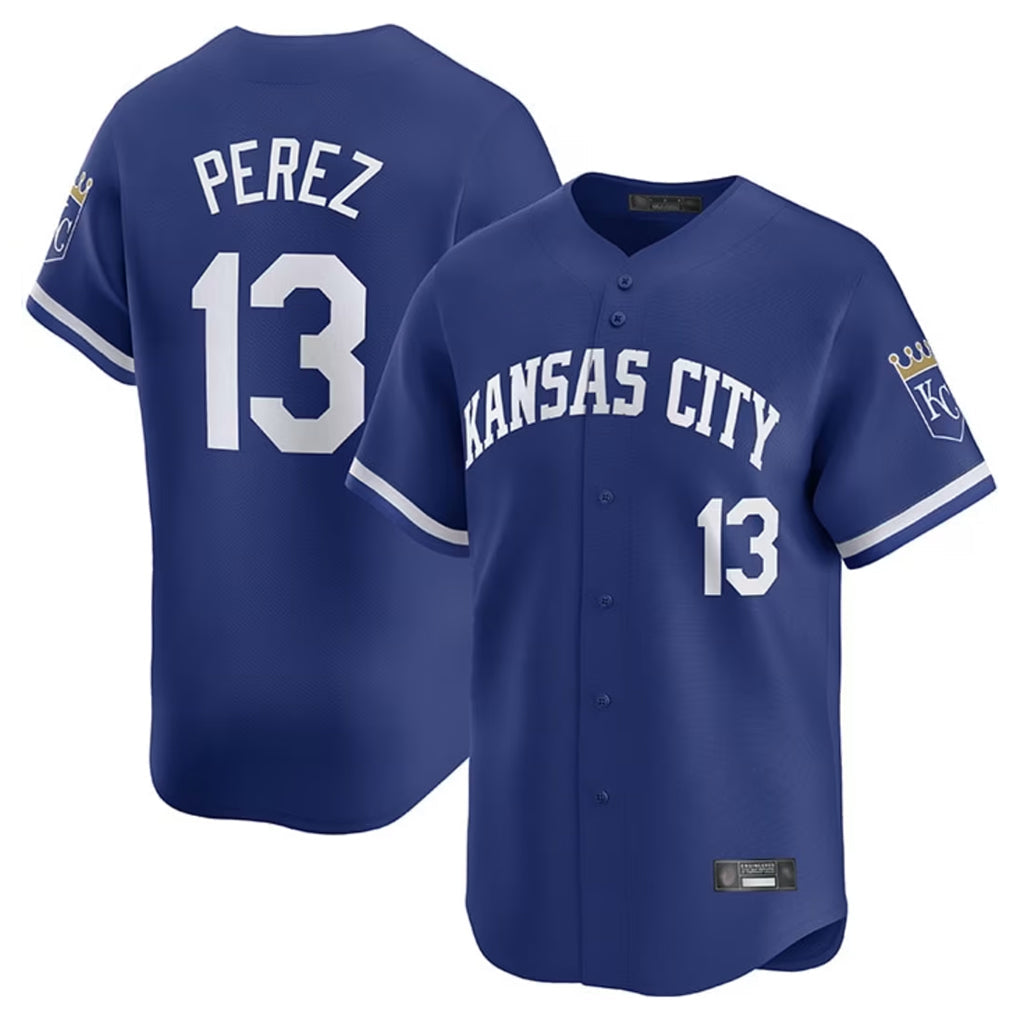 Elroe KC.Royals #13 Salvador Perez Player Royal Limited Home Stitched Jerseys