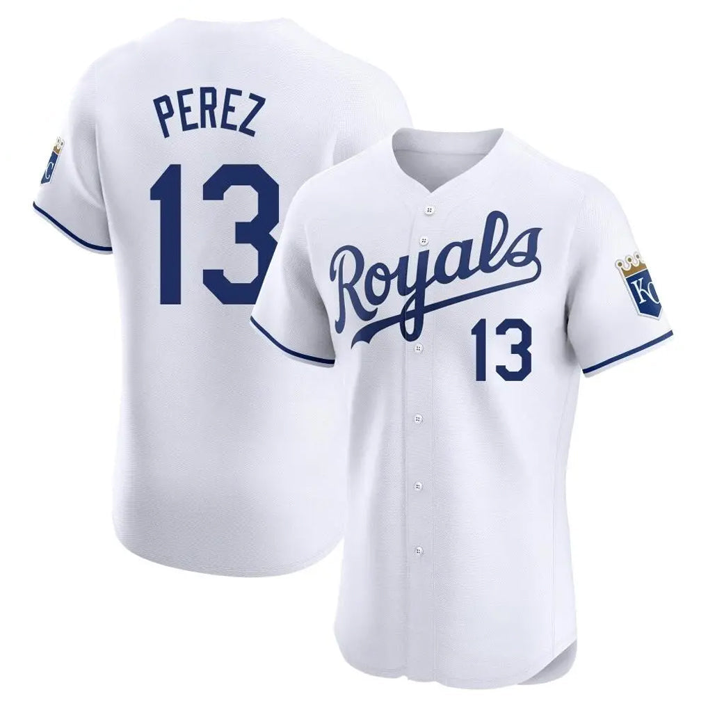 Elroe KC.Royals #13 Salvador Perez Player White Alt Limited Elite Home Stitched Jerseys