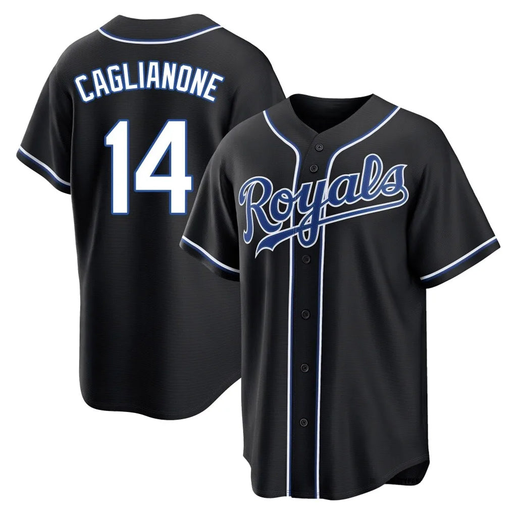 Elroe KC.Royals #14 Jac Caglianone Player Black Carbon Fashion Home Game Stitched Jerseys