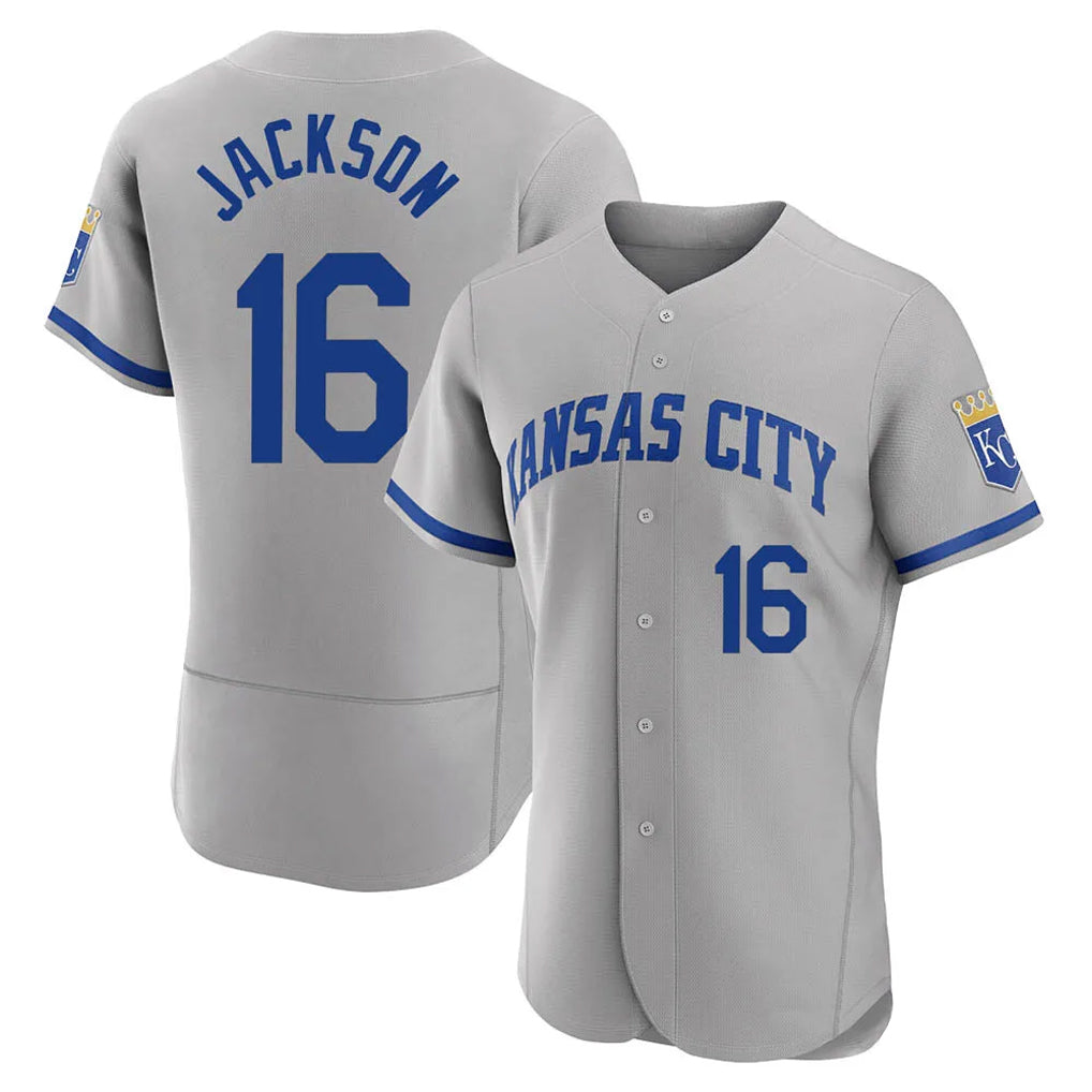 Elroe KC.Royals #16 Bo Jackson Player Gray Limited Elite Home Game Stitched Jerseys