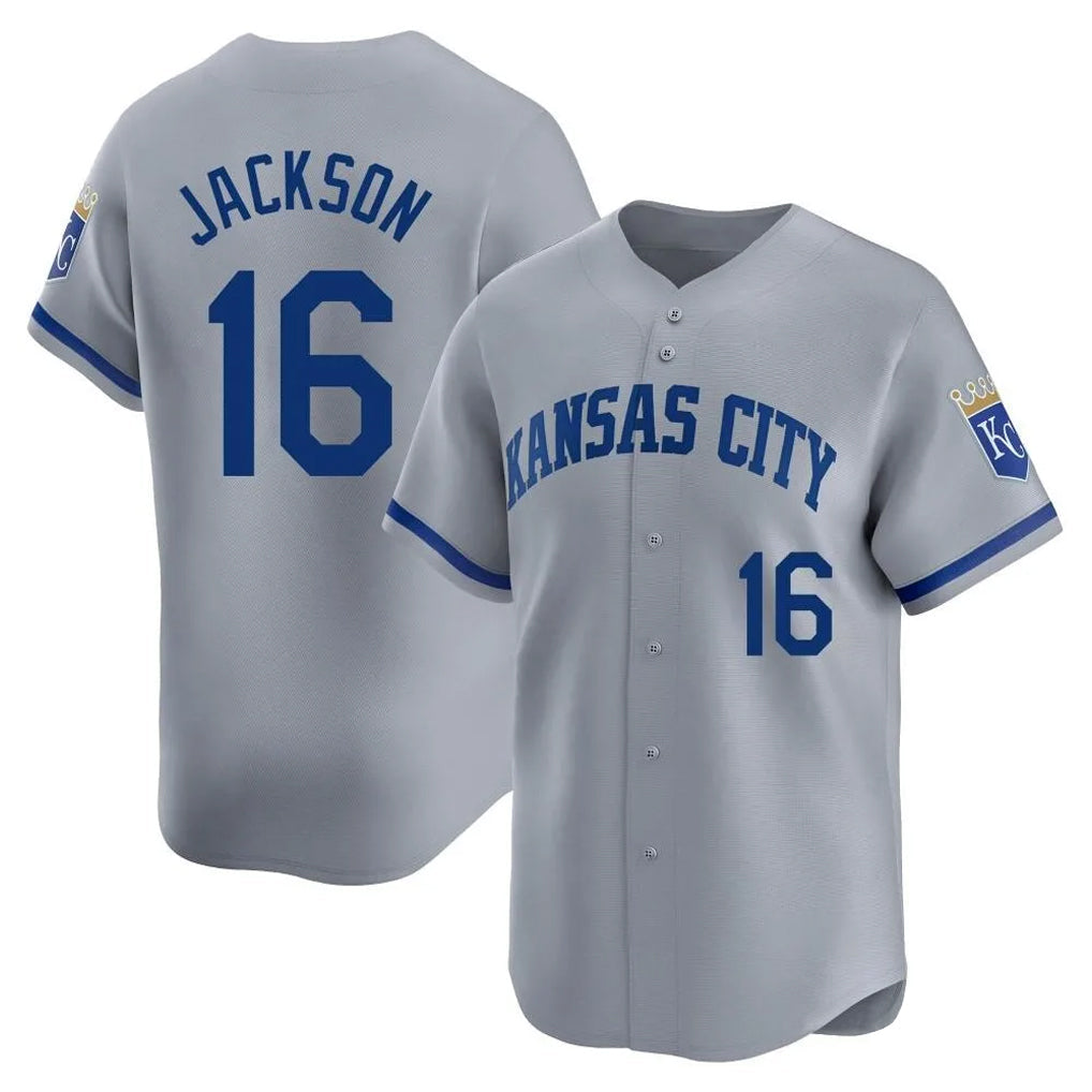 Elroe KC.Royals #16 Bo Jackson Player Gray Limited Home Stitched Jerseys