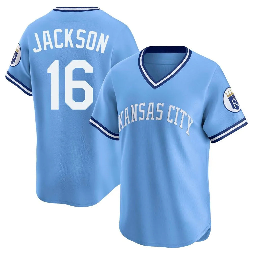 Elroe KC.Royals #16 Bo Jackson Player Light Blue Limited Throwback Cooperstown Collection T-shirt Stitched Jerseys