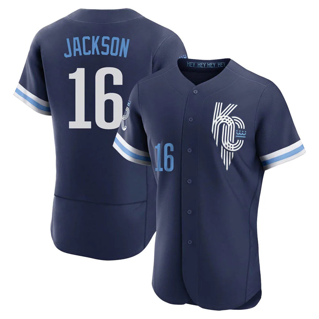 Elroe KC.Royals #16 Bo Jackson Player Navy City Connect Limited Elite Home Stitched Jerseys