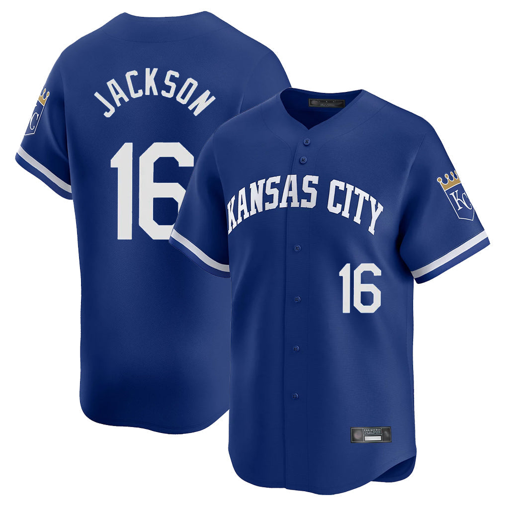 Elroe KC.Royals #16 Bo Jackson Player Royal Limited Home Stitched Jerseys