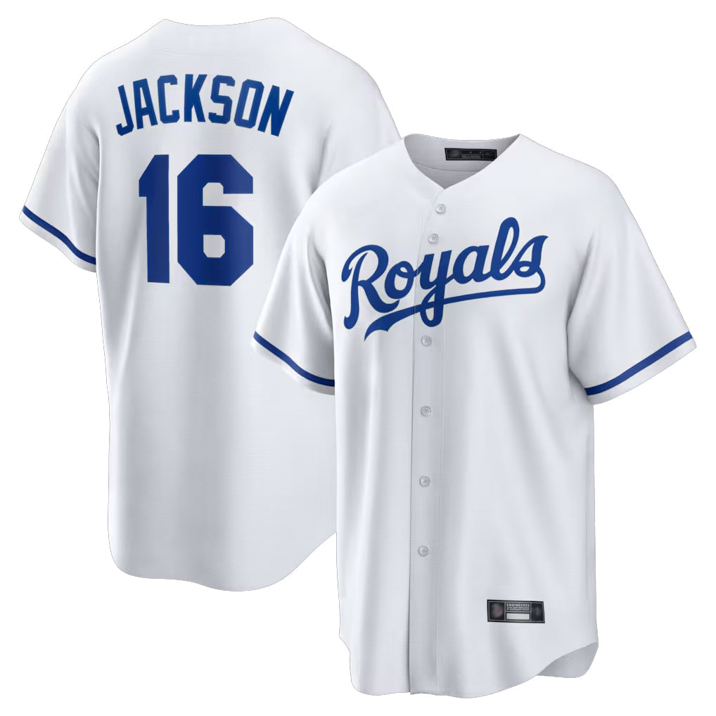 Elroe KC.Royals #16 Bo Jackson Player White Home Game Stitched Jerseys