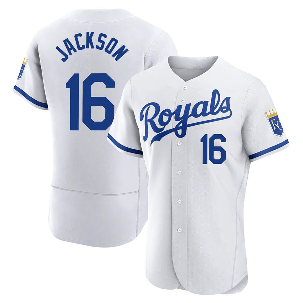 Elroe KC.Royals #16 Bo Jackson Player White Limited Elite Home Game Stitched Jerseys