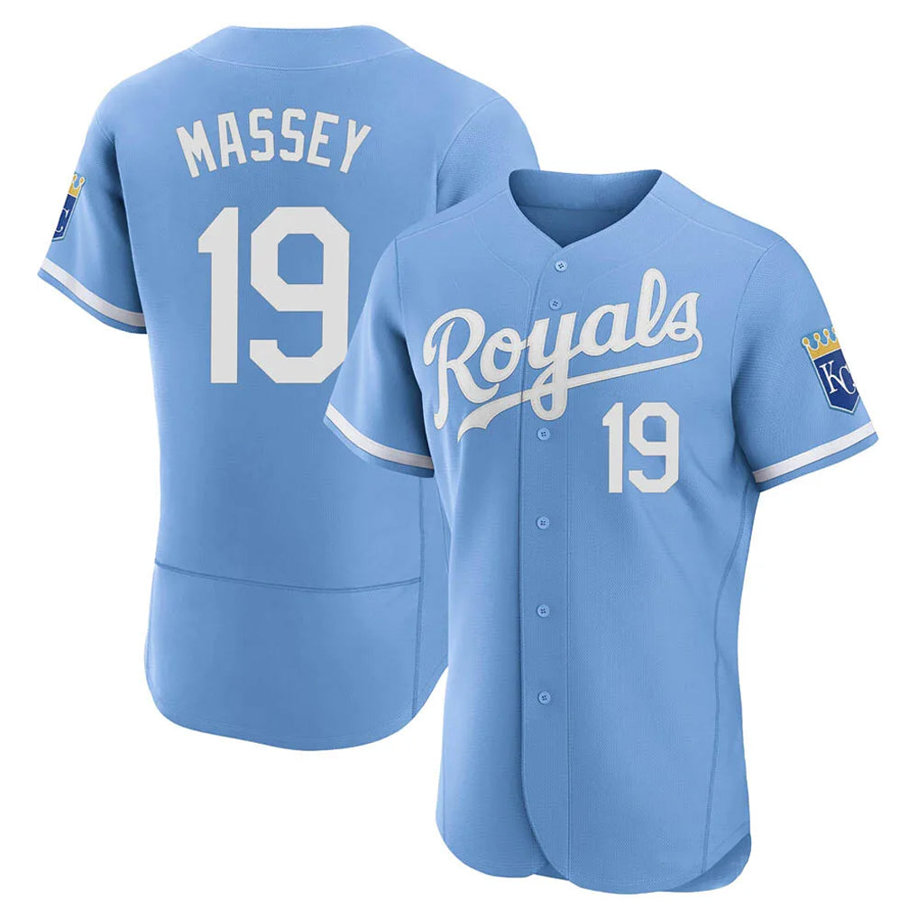 Elroe KC.Royals #19 Michael Massey Player Light Blue Alt Limited Elite Home Stitched Jerseys
