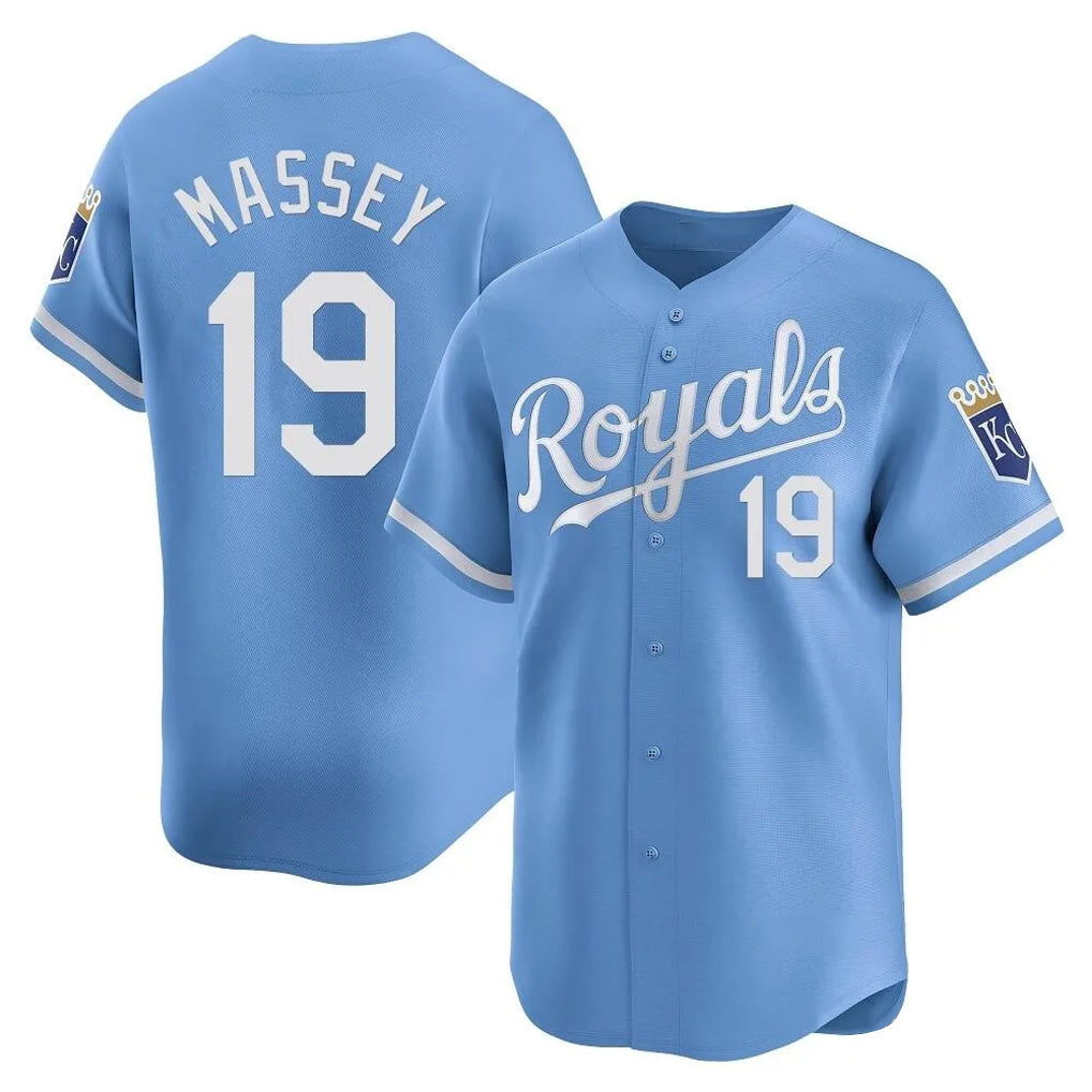 Elroe KC.Royals #19 Michael Massey Player Light Blue Alt Limited Home Stitched Jerseys