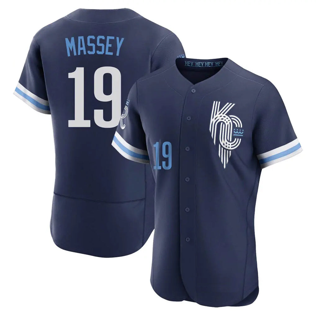 Elroe KC.Royals #19 Michael Massey Player Navy City Connect Limited Elite Home Stitched Jerseys