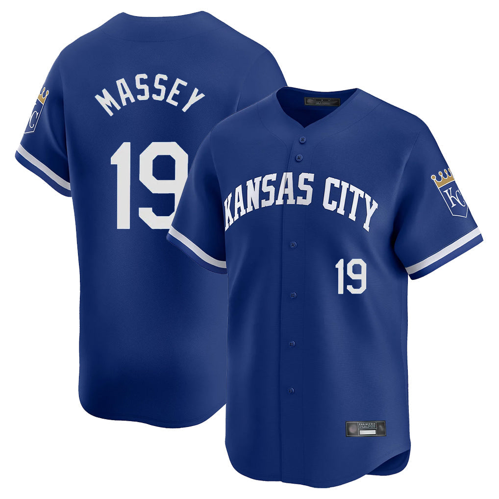 Elroe KC.Royals #19 Michael Massey Player Royal Limited Home Stitched Jerseys