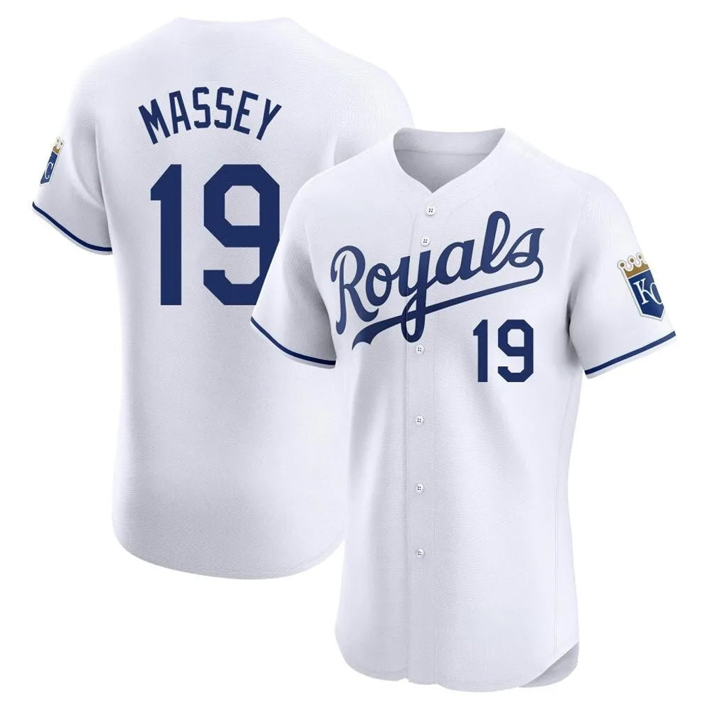 Elroe KC.Royals #19 Michael Massey Player White Alt Limited Elite Home Stitched Jerseys