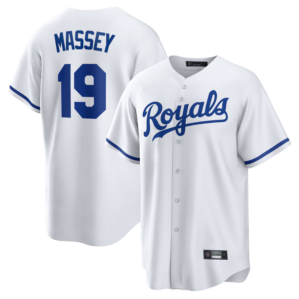 Elroe KC.Royals #19 Michael Massey Player White Home Game Stitched Jerseys