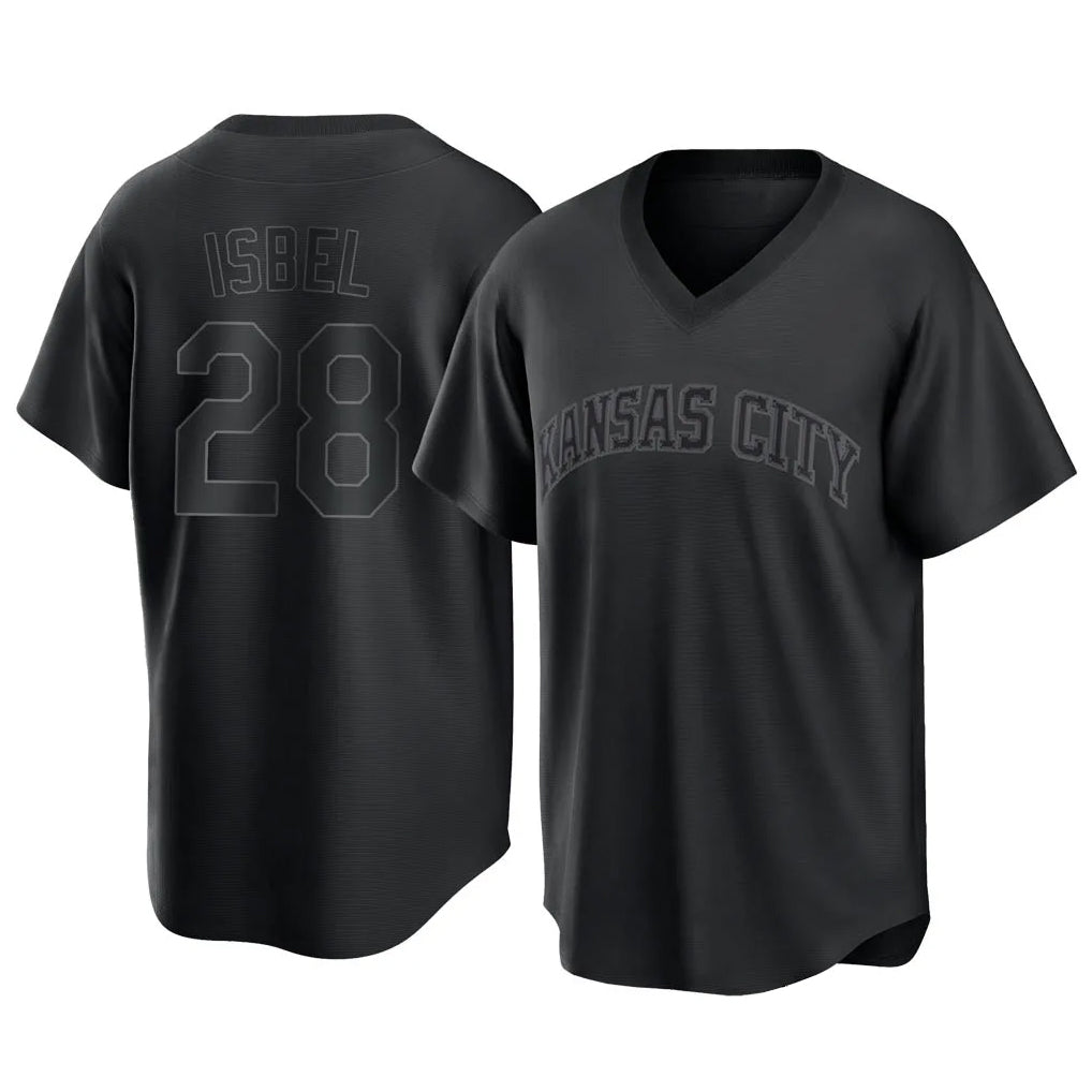 Elroe KC.Royals #28 Kyle Isbel Player Black Fashion Game Stitched Jerseys