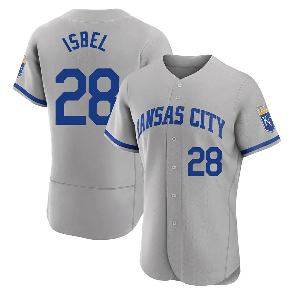 Elroe KC.Royals #28 Kyle Isbel Player Gray Limited Elite Home Game Stitched Jerseys