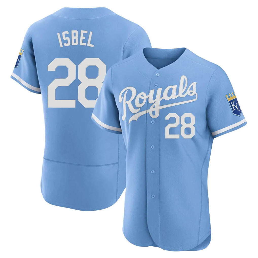 Elroe KC.Royals #28 Kyle Isbel Player Light Blue Alt Limited Elite Home Stitched Jerseys