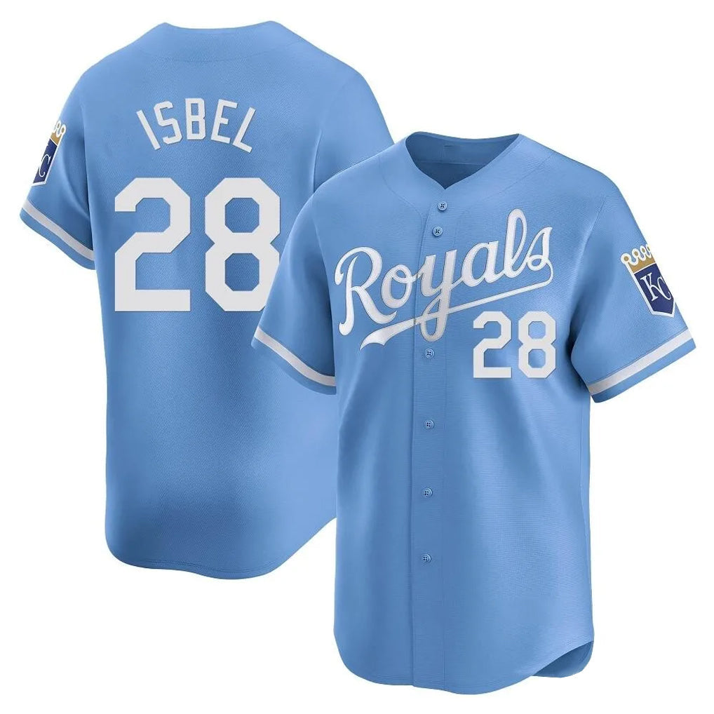 Elroe KC.Royals #28 Kyle Isbel Player Light Blue Alt Limited Home Stitched Jerseys