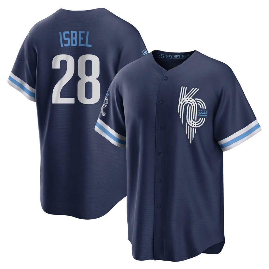 Elroe KC.Royals #28 Kyle Isbel Player Navy City Connect Home Game Stitched Jerseys