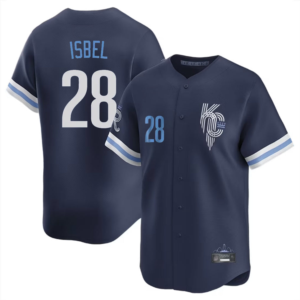 Elroe KC.Royals #28 Kyle Isbel Player Navy City Connect Limited Home Stitched Jerseys