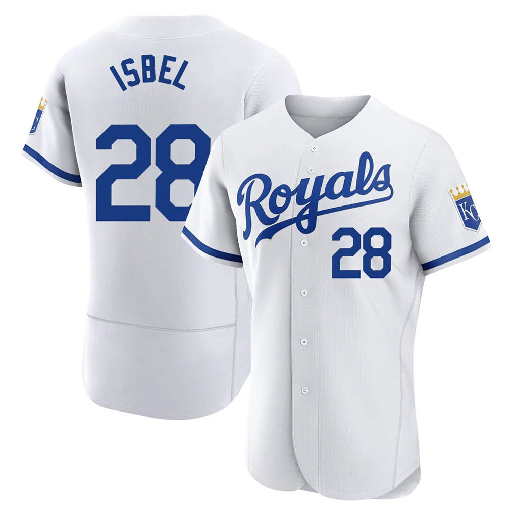Elroe KC.Royals #28 Kyle Isbel Player White Limited Elite Home Game Stitched Jerseys