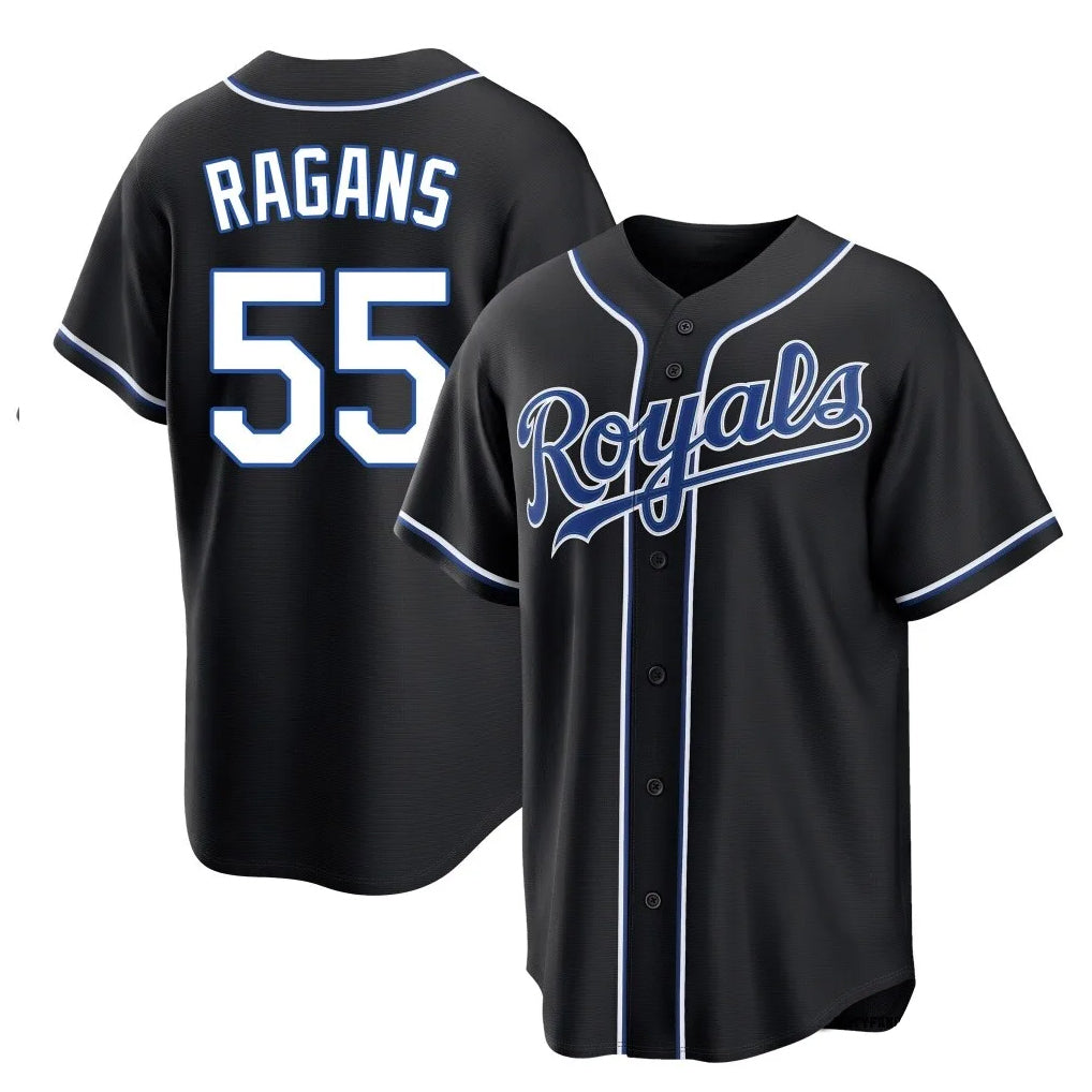 Elroe KC.Royals #55 Cole Ragans Player Black Carbon Fashion Home Game Stitched Jerseys