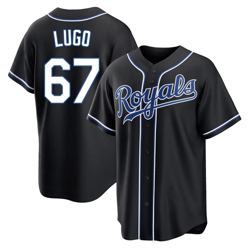 Elroe KC.Royals #67 Seth Lugo Player Black Carbon Fashion Home Game Stitched Jerseys