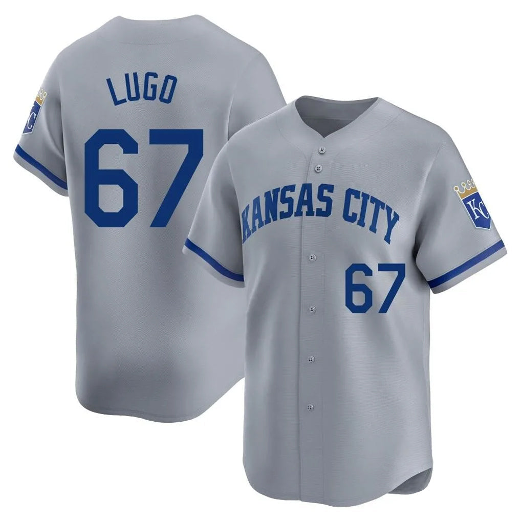 Elroe KC.Royals #67 Seth Lugo Player Gray Limited Home Stitched Jerseys