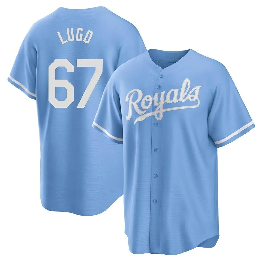 Elroe KC.Royals #67 Seth Lugo Player Light Blue Home Game Stitched Jerseys