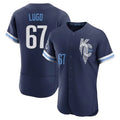 Elroe KC.Royals #67 Seth Lugo Player Navy City Connect Limited Elite Home Stitched Jerseys