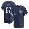 Elroe KC.Royals #67 Seth Lugo Player Navy City Connect Limited Home Stitched Jerseys