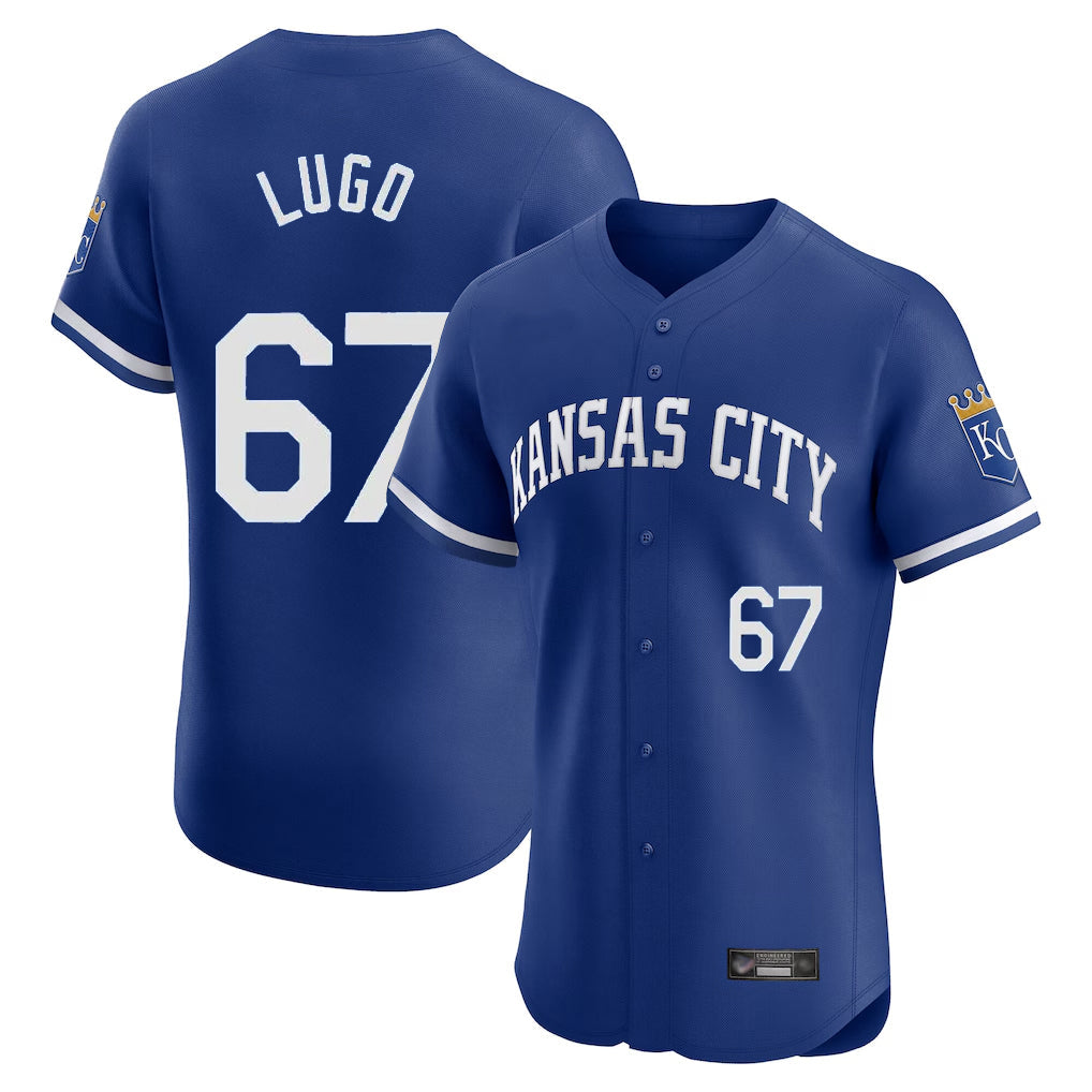 Elroe KC.Royals #67 Seth Lugo Player Royal Limited Elite Home Game Stitched Jerseys