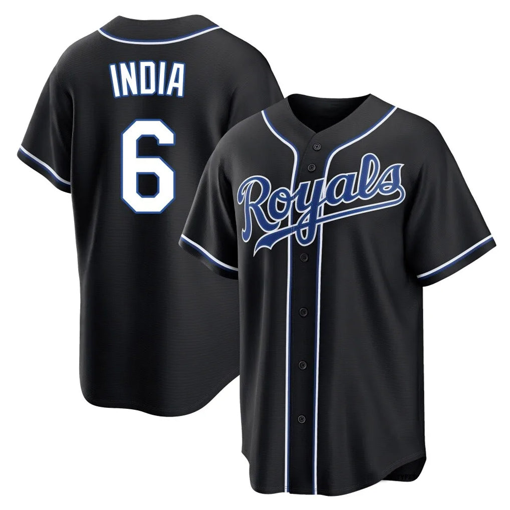 Elroe KC.Royals #6 Jonathan India Player Black Carbon Fashion Home Game Stitched Jerseys