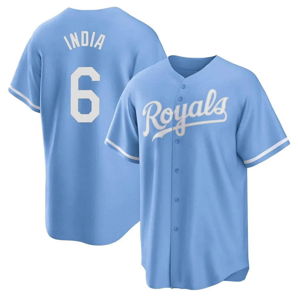 Elroe KC.Royals #6 Jonathan India Player Light Blue Home Game Stitched Jerseys