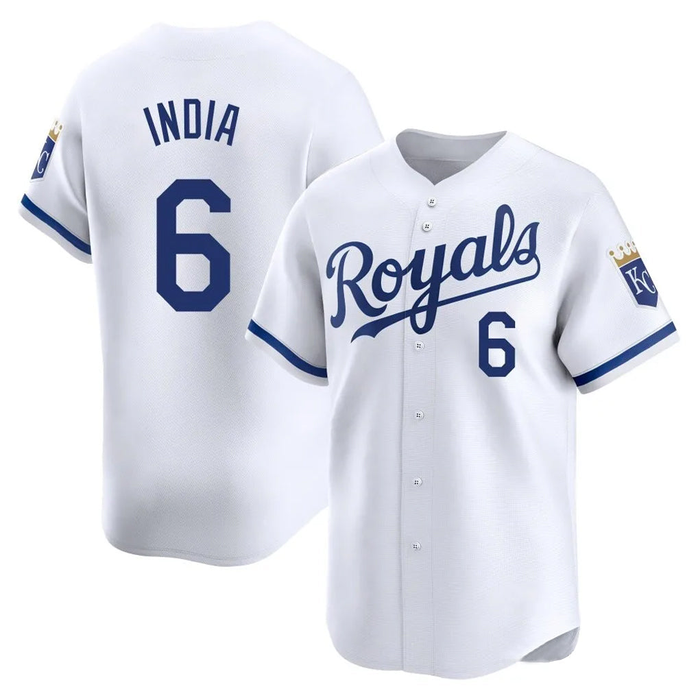 Elroe KC.Royals #6 Jonathan India Player White Alt Limited Home Stitched Jerseys