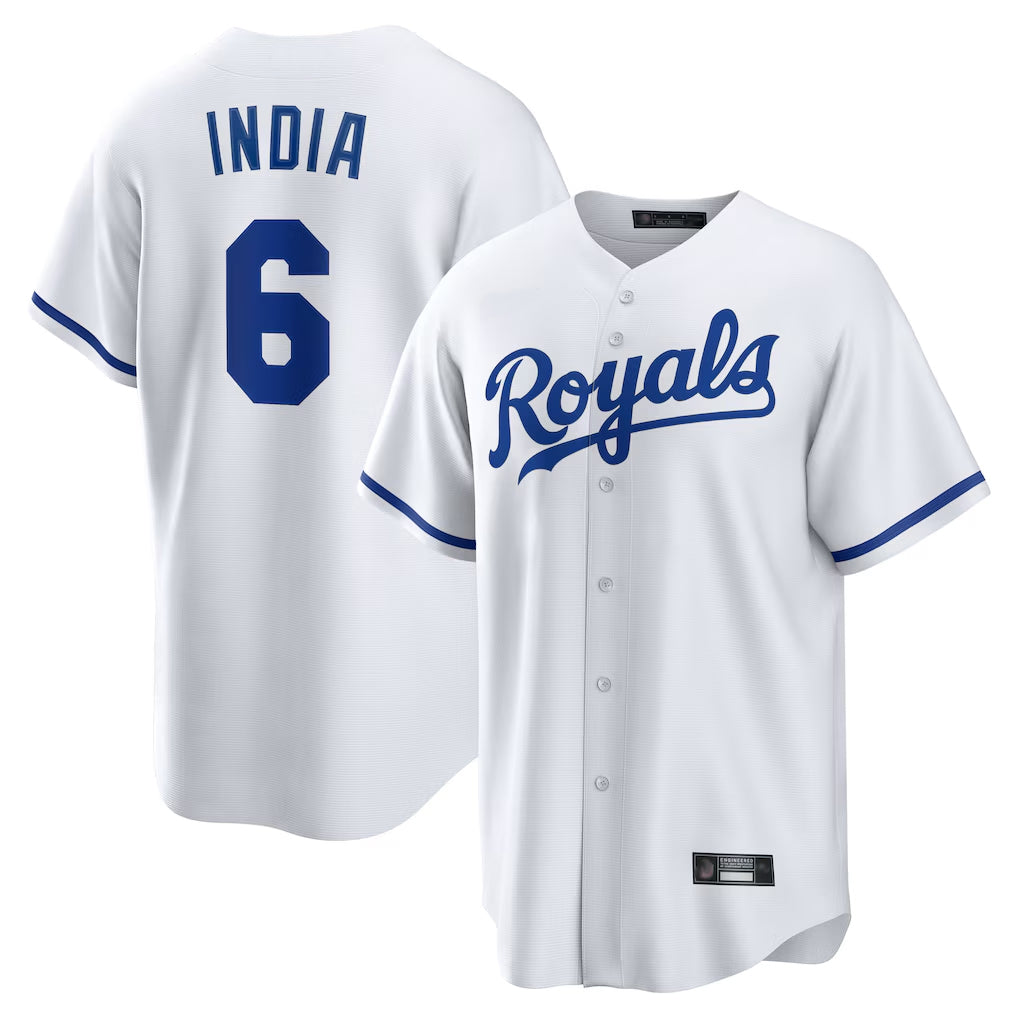 Elroe KC.Royals #6 Jonathan India Player White Home Game Stitched Jerseys