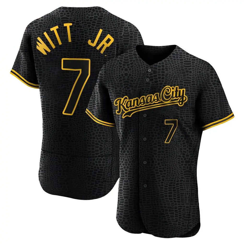 Elroe KC.Royals #7 Bobby Witt Jr. Player Black Snake Skin City Limited Elite Stitched Jerseys