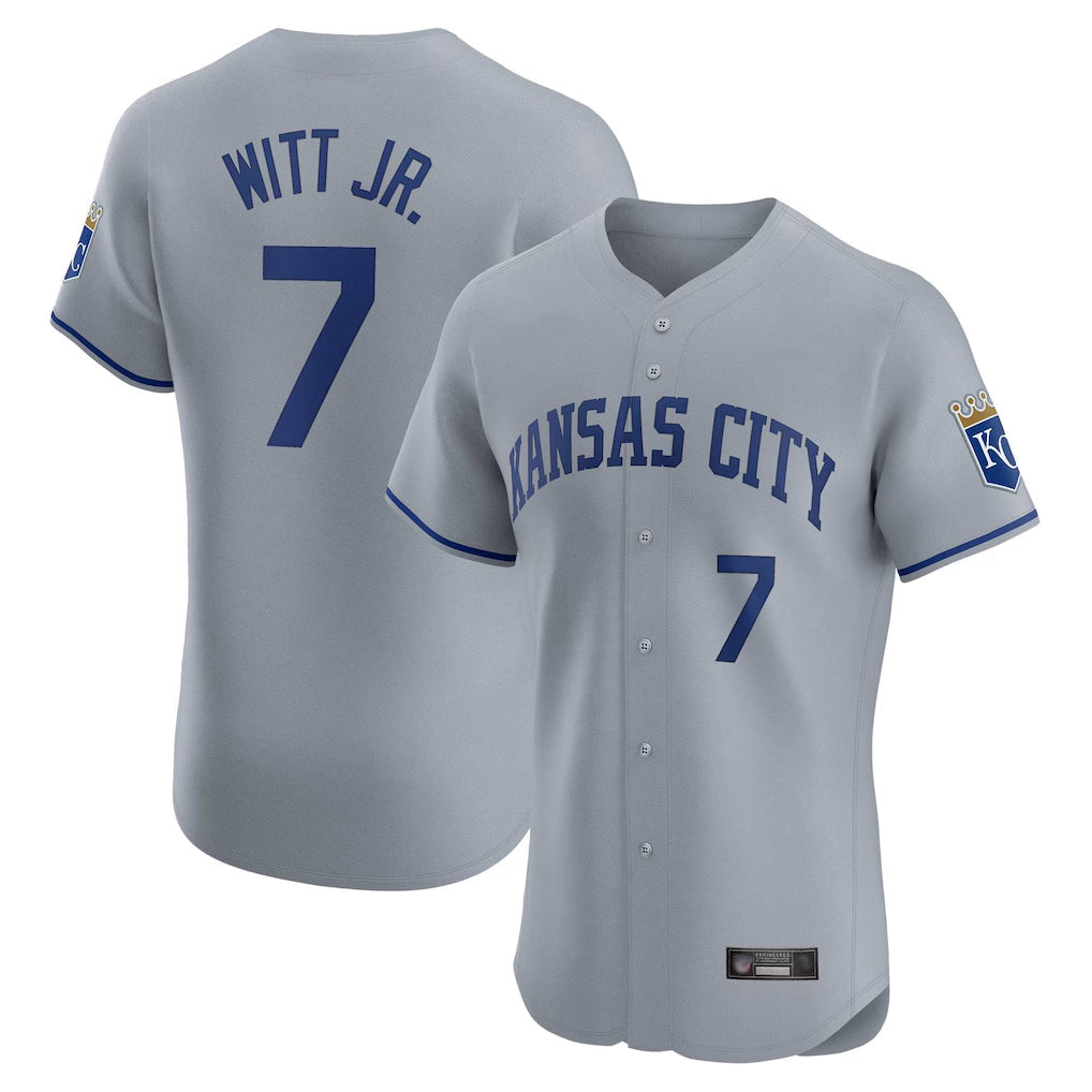 Elroe KC.Royals #7 Bobby Witt Jr. Player Gray Limited Elite Home Stitched Jerseys