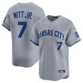Elroe KC.Royals #7 Bobby Witt Jr. Player Gray Limited Home Stitched Jerseys