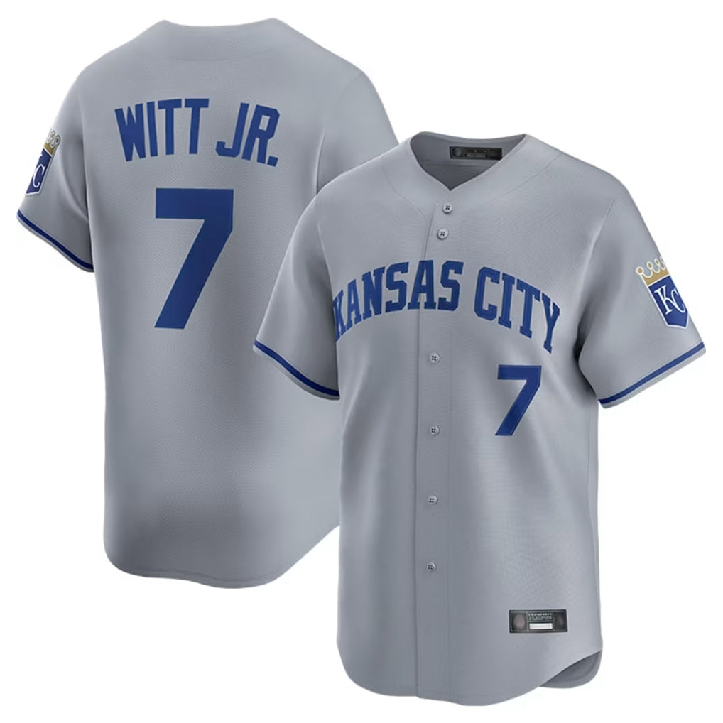 Elroe KC.Royals #7 Bobby Witt Jr. Player Gray Limited Home Stitched Jerseys