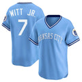 Elroe KC.Royals #7 Bobby Witt Jr. Player Light Blue Limited Throwback Cooperstown Collection T-shirt Stitched Jerseys