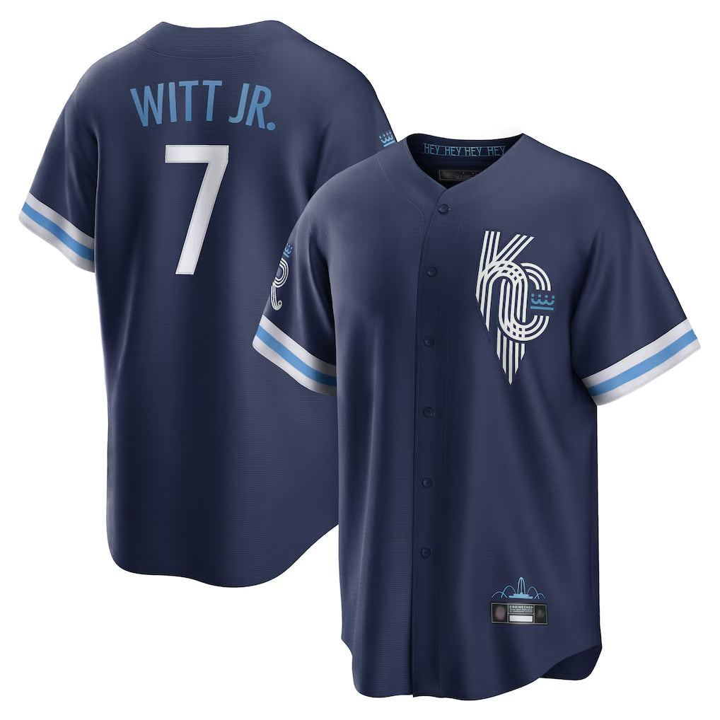 Elroe KC.Royals #7 Bobby Witt Jr. Player Navy City Connect Home Game Stitched Jerseys