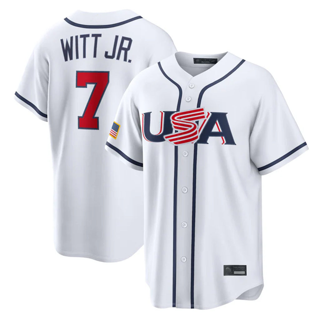 Elroe KC.Royals #7 Bobby Witt Jr. Player White USA 2026 World Classic Game Stitched Jerseys