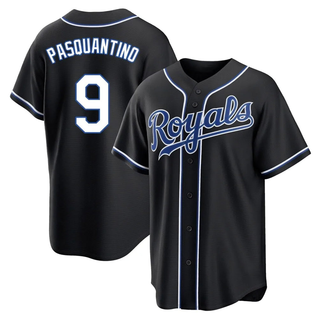 Elroe KC.Royals #9 Vinnie Pasquantino Player Black Carbon Fashion Home Game Stitched Jerseys