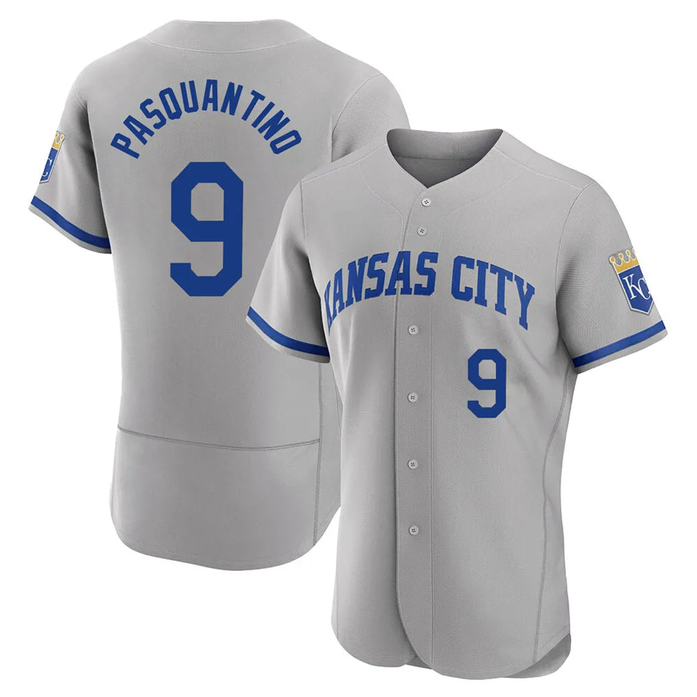 Elroe KC.Royals #9 Vinnie Pasquantino Player Gray Limited Elite Home Game Stitched Jerseys